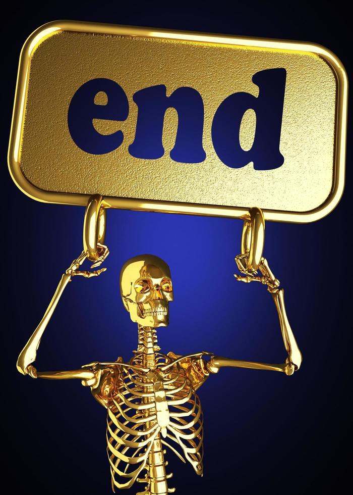 end word and golden skeleton photo