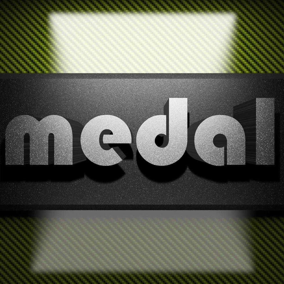 medal word of iron on carbon photo