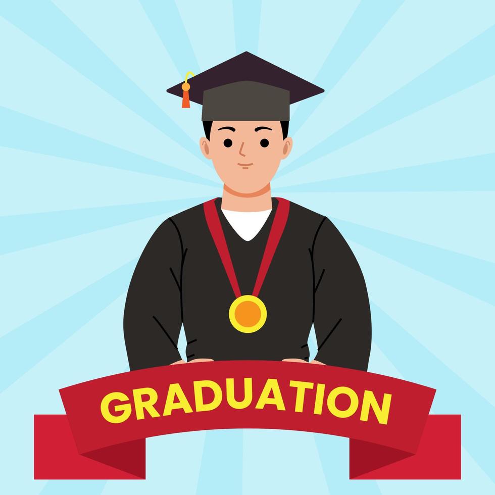 Graduation Character Illustration Design vector