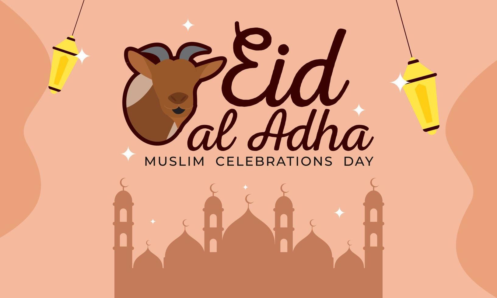 Eid al Adha Background Design with Goat Illustration vector