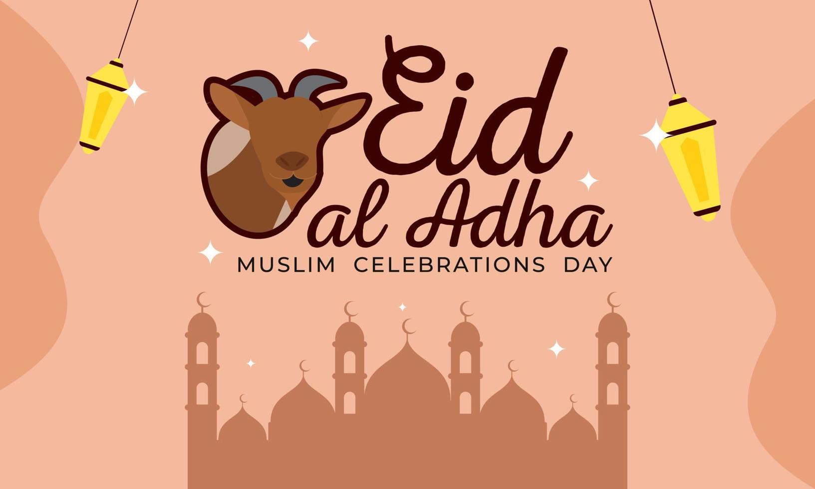 diseño de fondo de eid al adha con ilustración de cabra vector