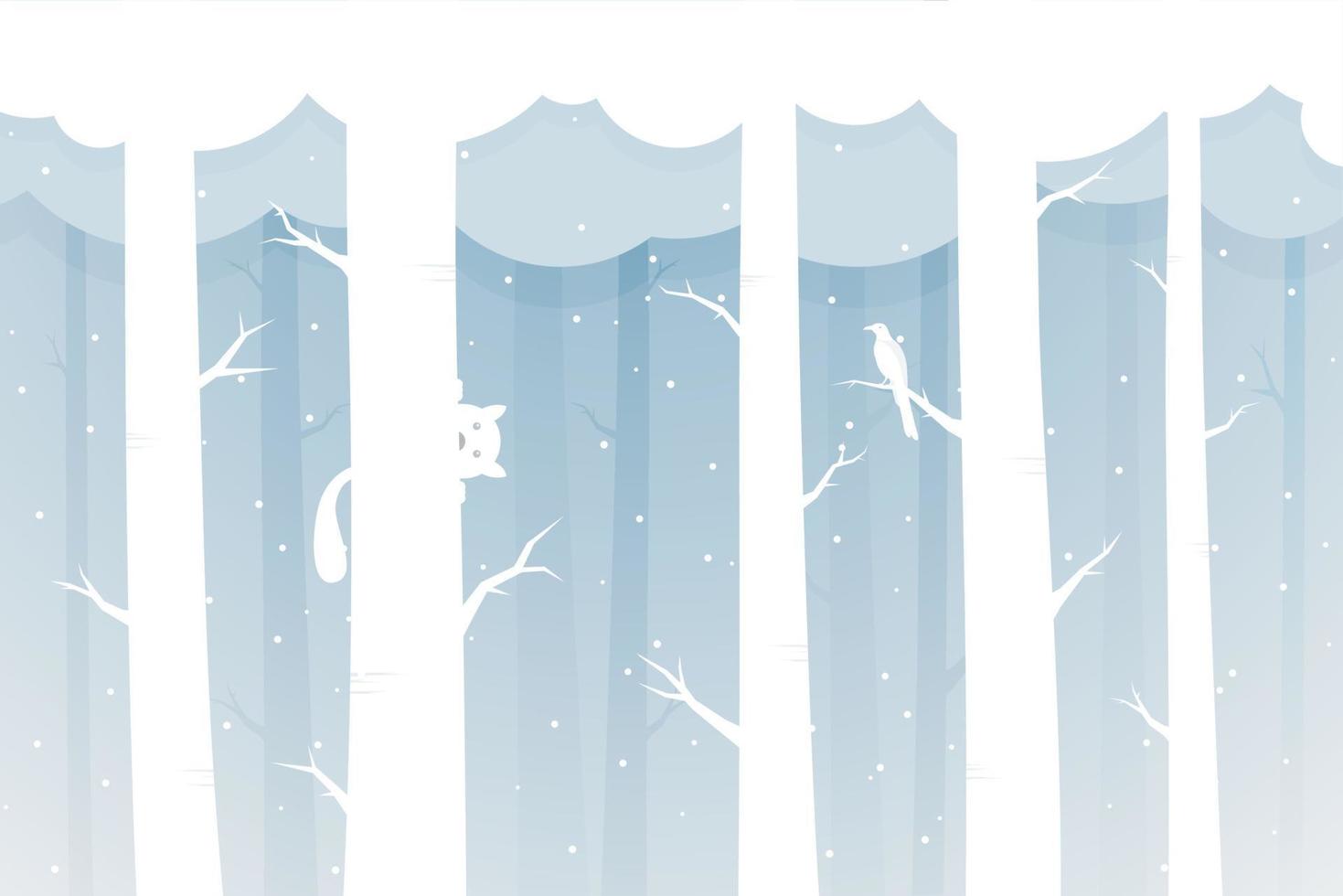 Animal in forest of winter season. Vector illustration