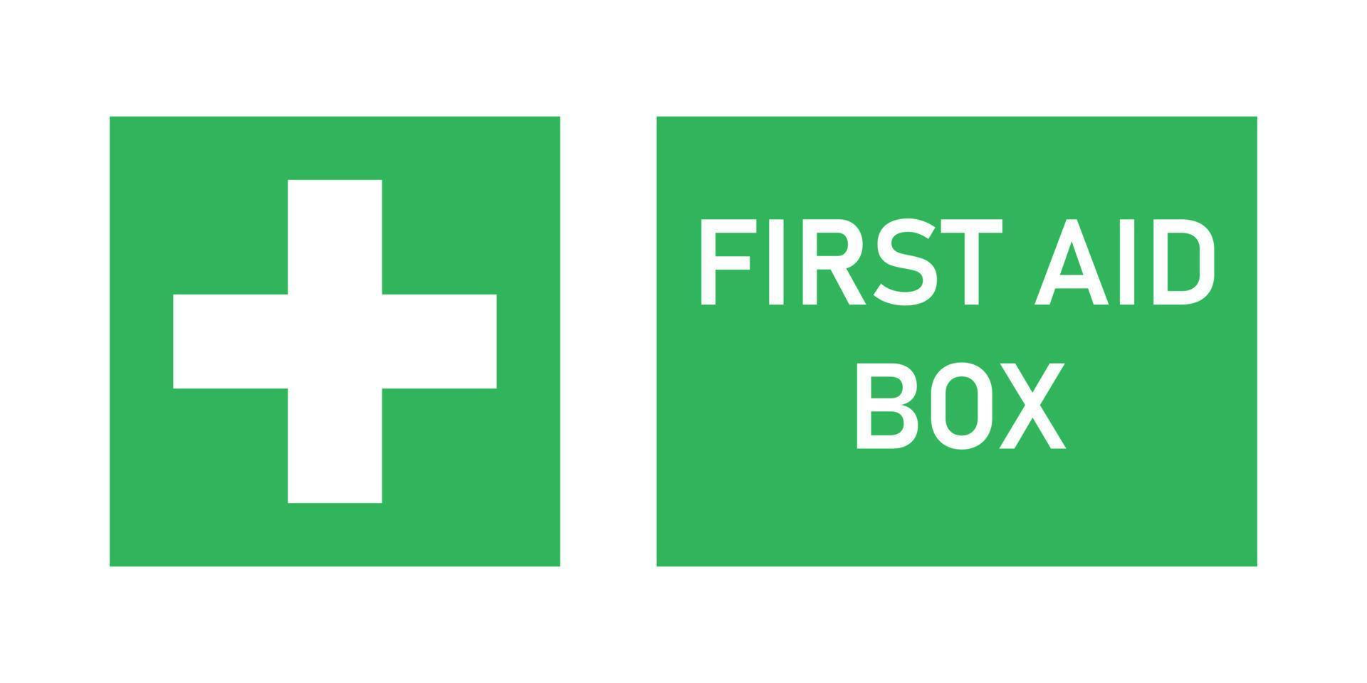 First aid box label. Emergency kit symbol. Vector