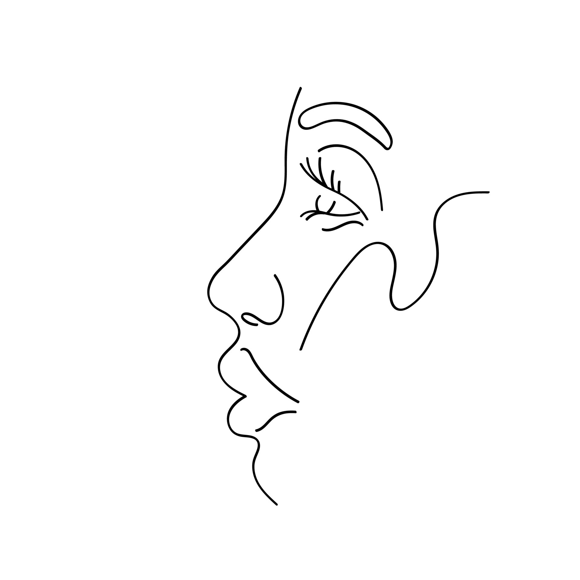 A portrait of a young woman in one line. Sketch of African american lady.  Minimalistic art element. Forming contour of female face. POK. Vector  illustration on white background 7632236 Vector Art at