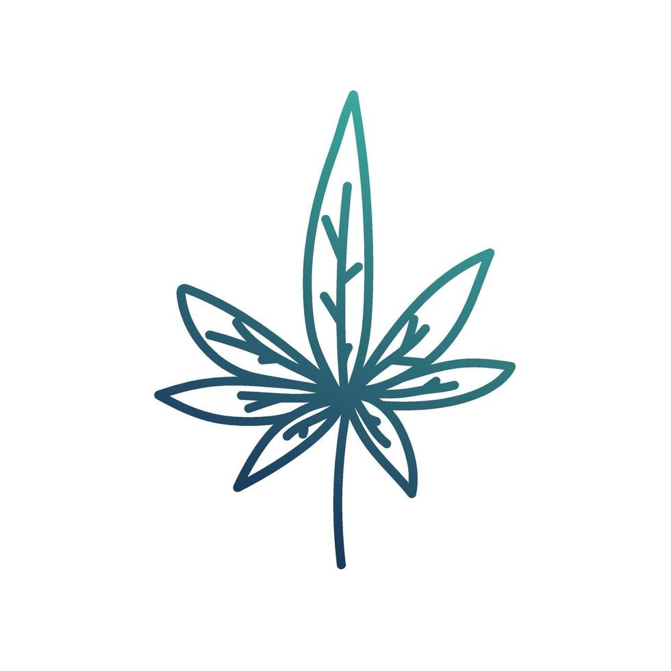 Cannabis hand drawn leaf. Natural drug marijuana. Sketch of herb. Vector illustration