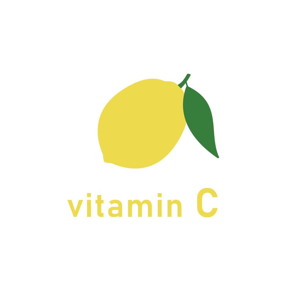 Vitamin C flat concept. Lemon ingredient for health. Organic fruit flat icon. Vector