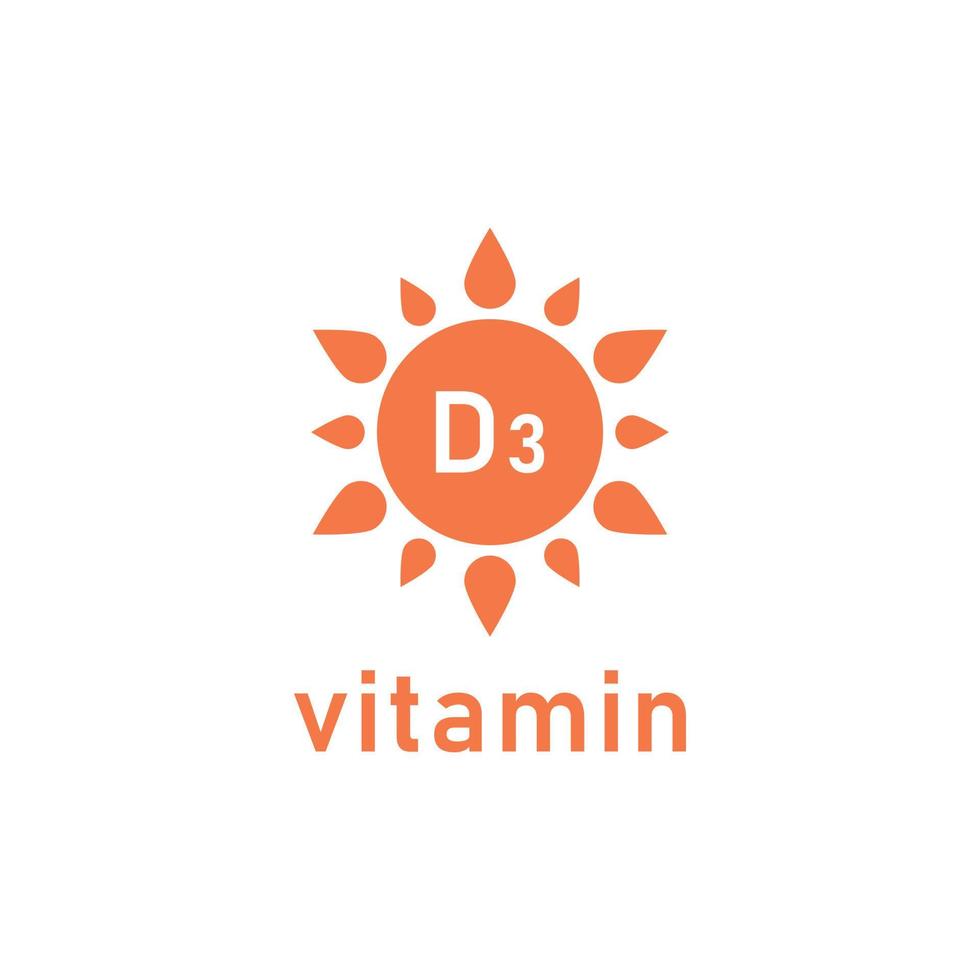D3 vitamin with sun icon. Pharmaceuticals element. Vector