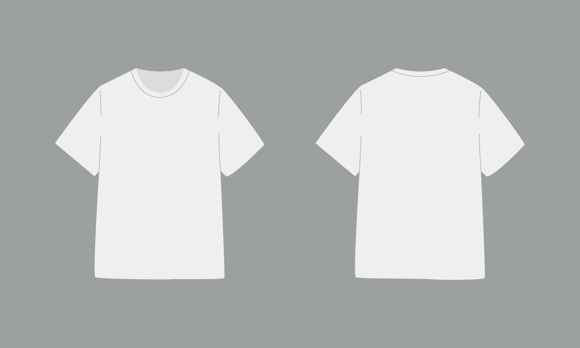 White tshirt with short sleeve. Basic mockup in front and back view White tshirt with short sleeve. Basic mockup in front and back view