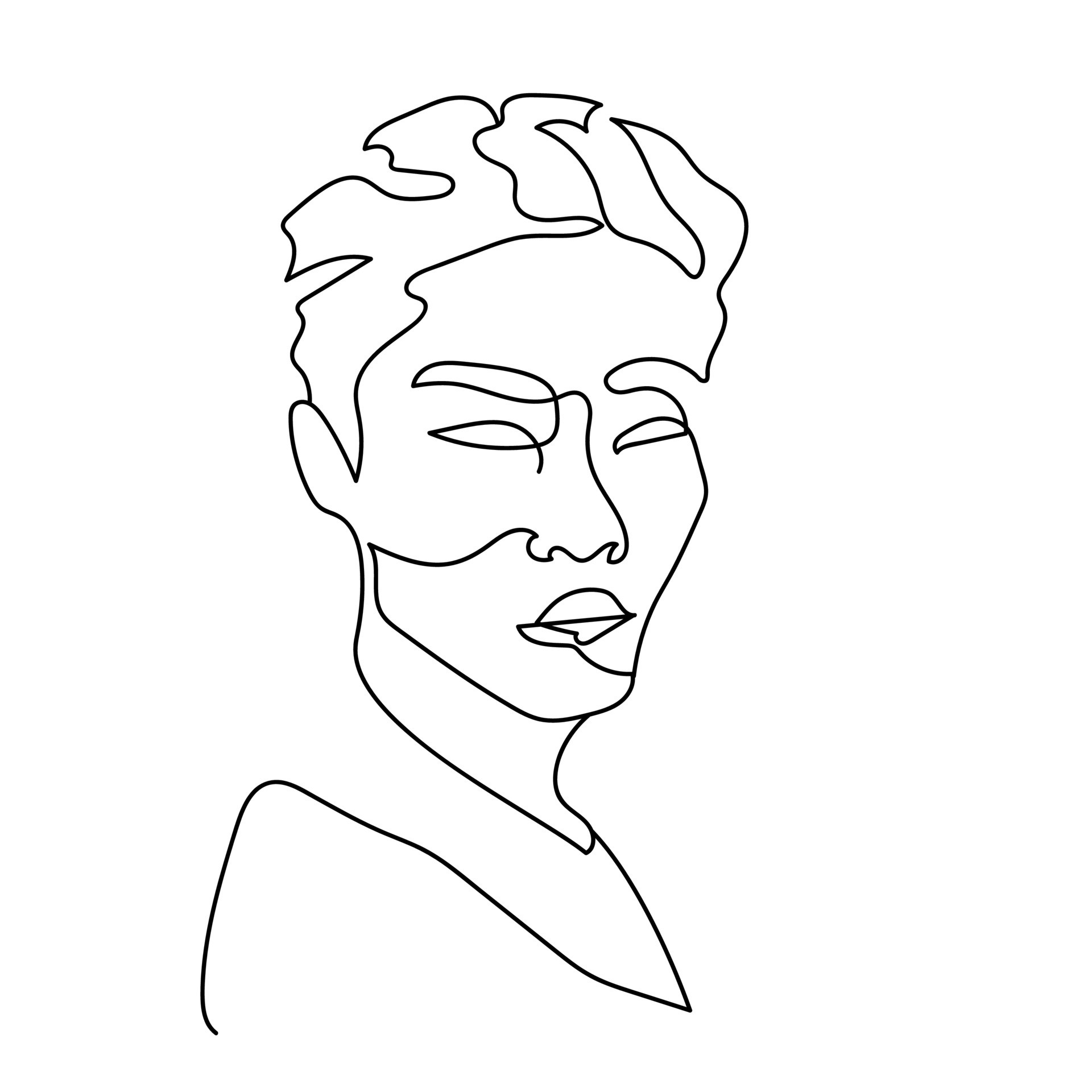 A portrait of a young man in one line. Sketch of asian face. Minimalistic  art element. Vector illustration on white background 7632268 Vector Art at  Vecteezy