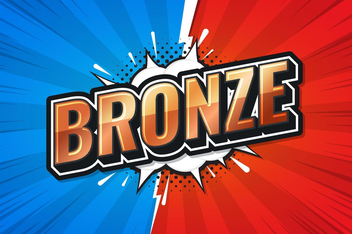 Bronze games rank. poster comic speech bubble. Vector Illustration