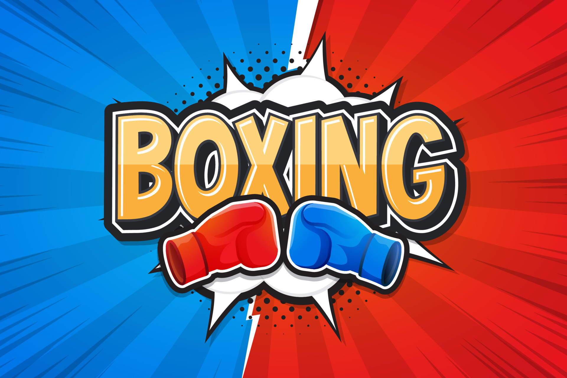 Boxing, Comic speech bubble background poster. Vector illustration