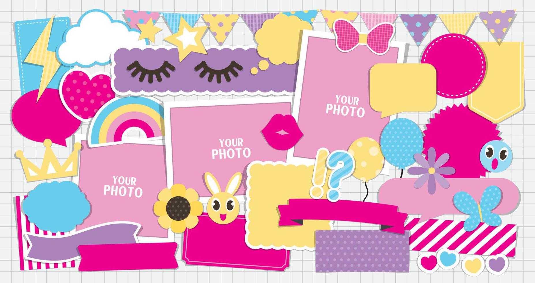 Cute stuff vector set for scrapbook or diary.