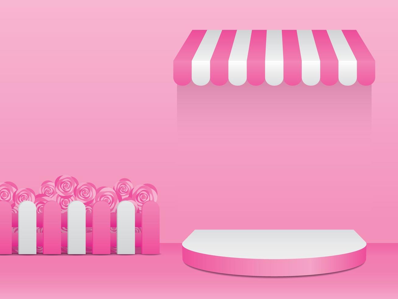 Visualización de productos vectoriales de ilustración 3d en escena femenina rosa. vector