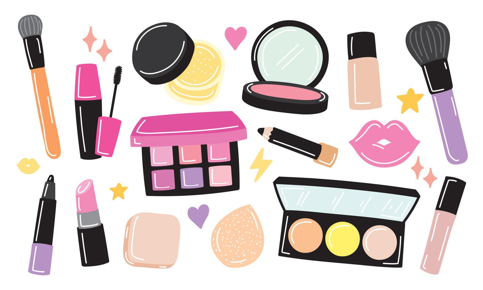 Cute cosmetics vector set in doodle style. 7632314 Vector Art at Vecteezy