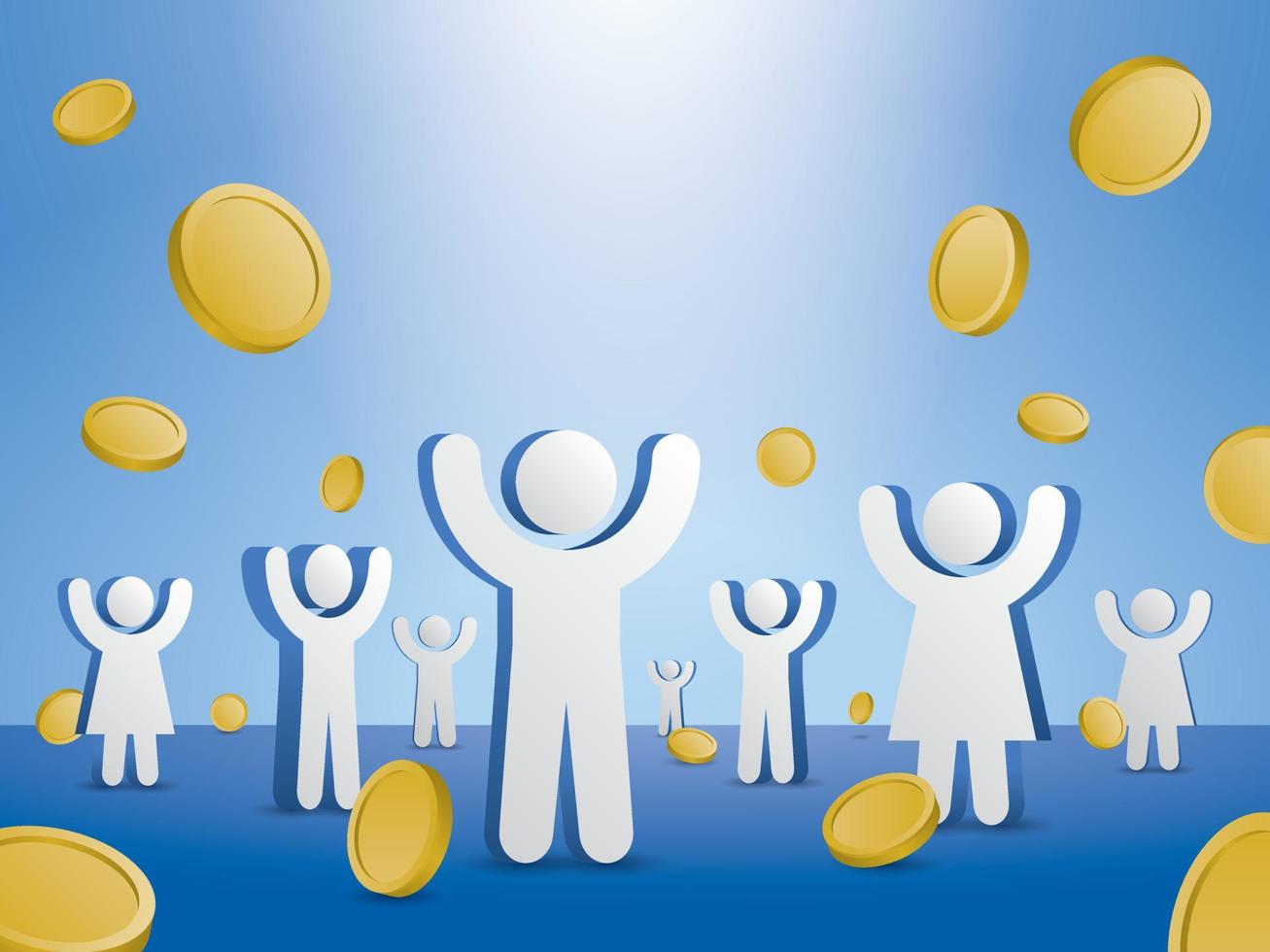 People are getting money from Universal basic income policy. 3D illustration vector. vector