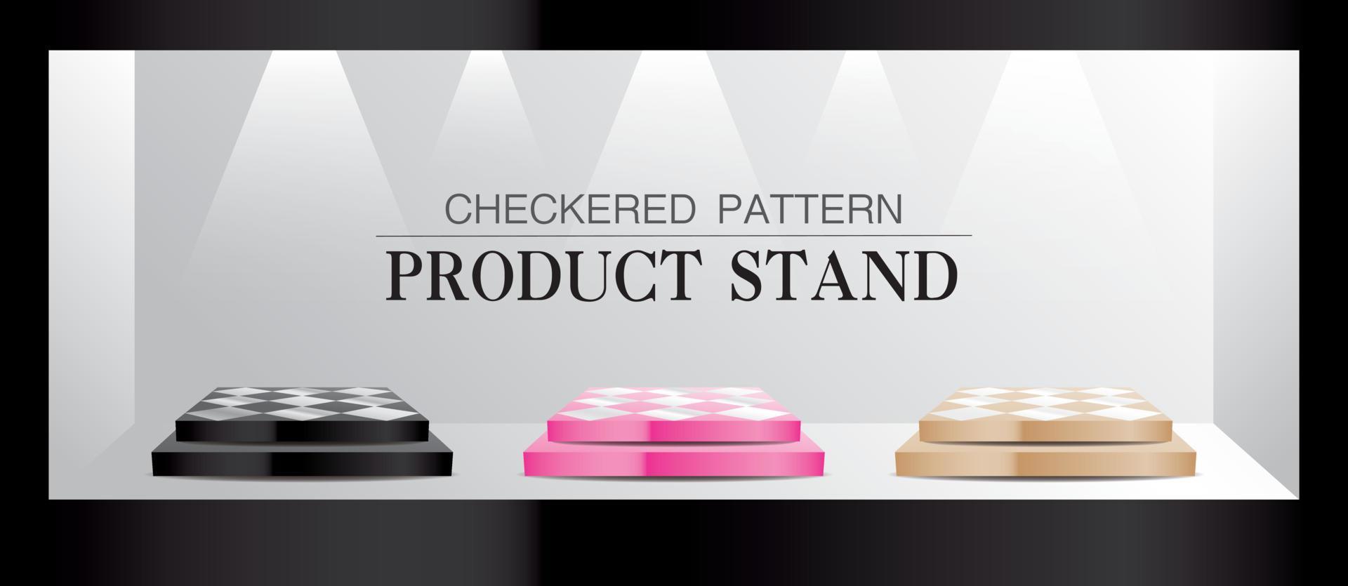 Luxury checkered pattern product stage 3D illustration vector. vector