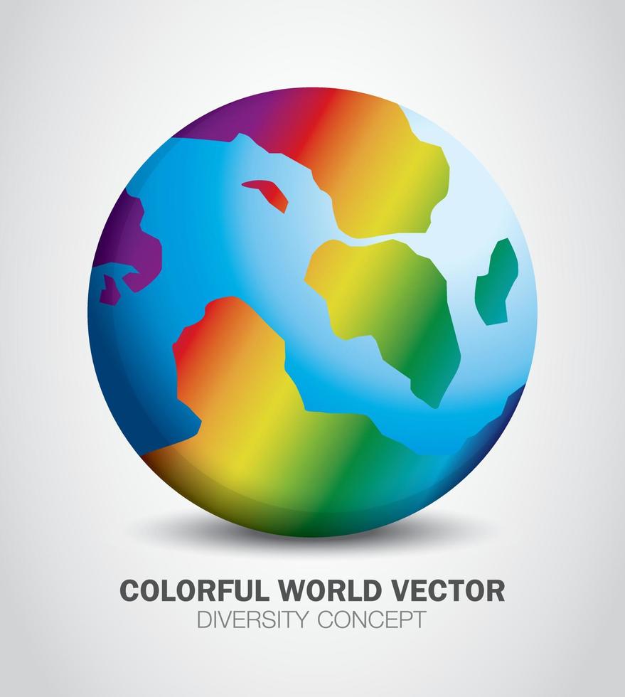 mundo colorido significa que la diversidad es una belleza del mundo. vector