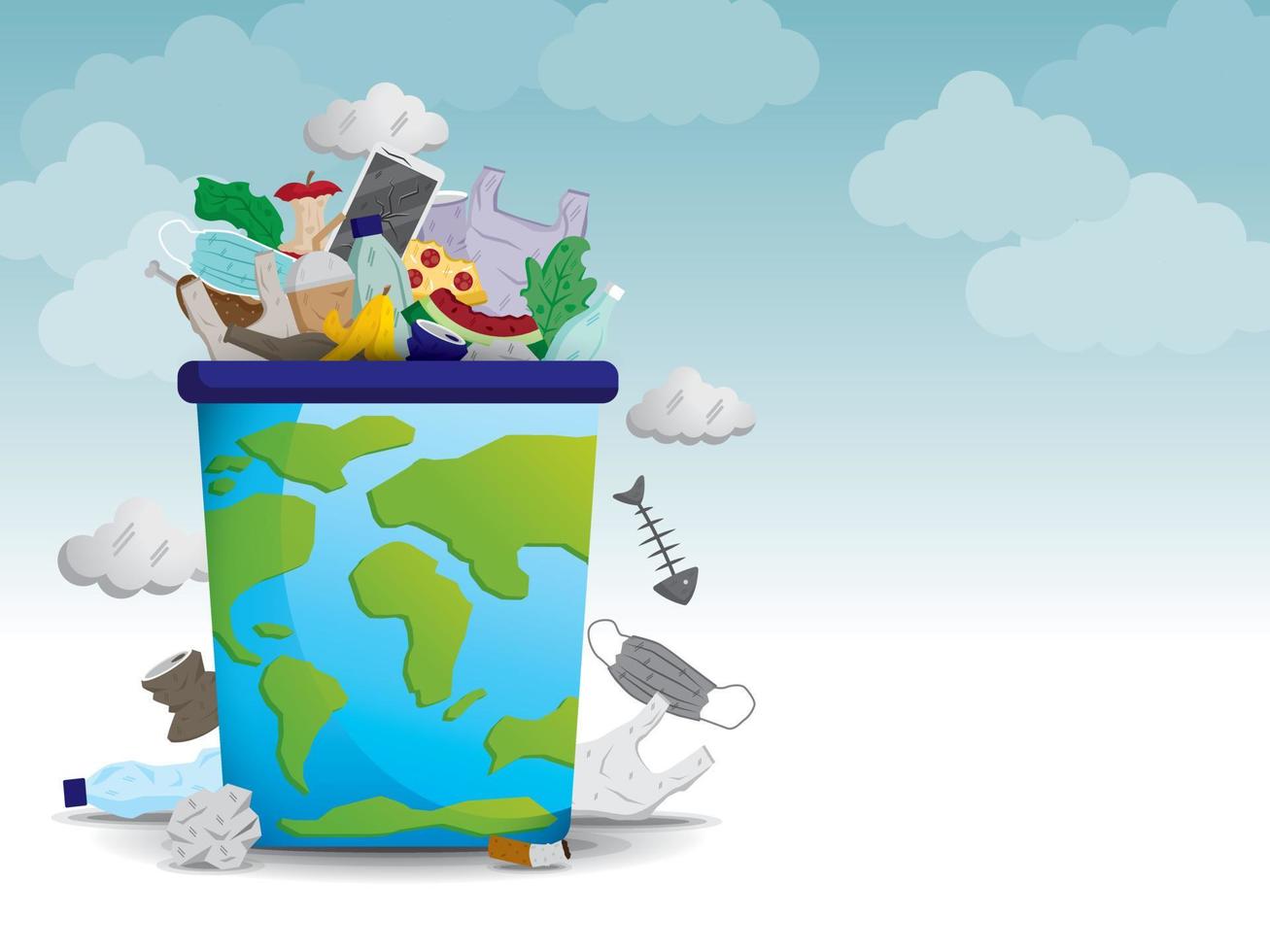 Global waste crisis illustration vector. vector