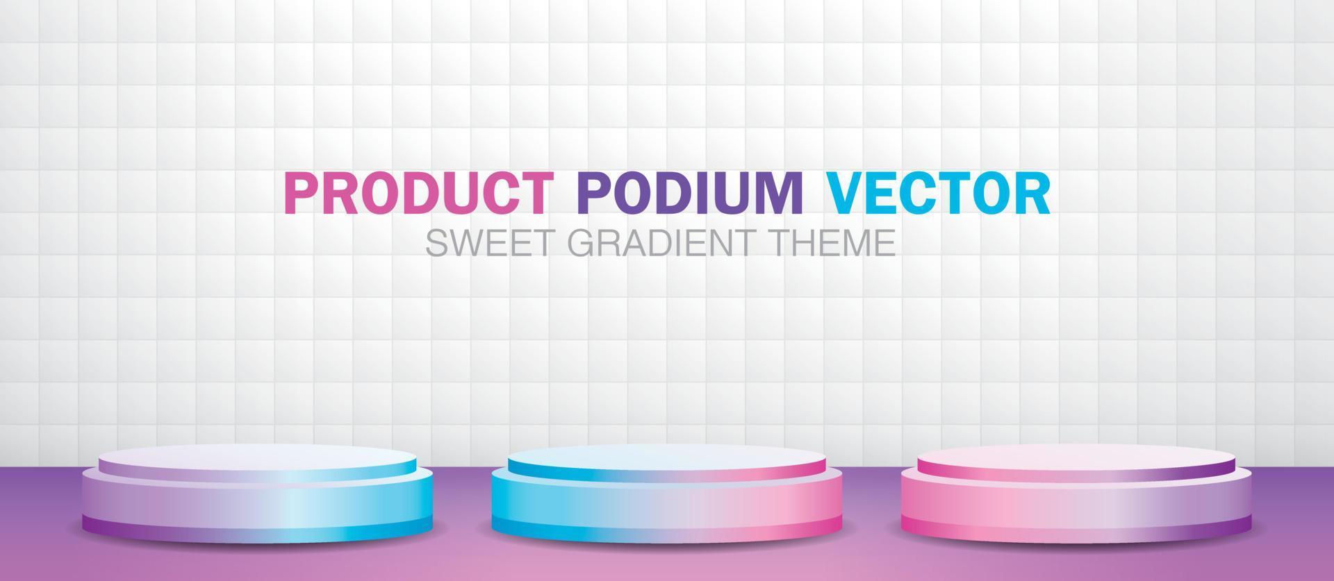 Sweet gradient product podium 3D illustration vector. vector