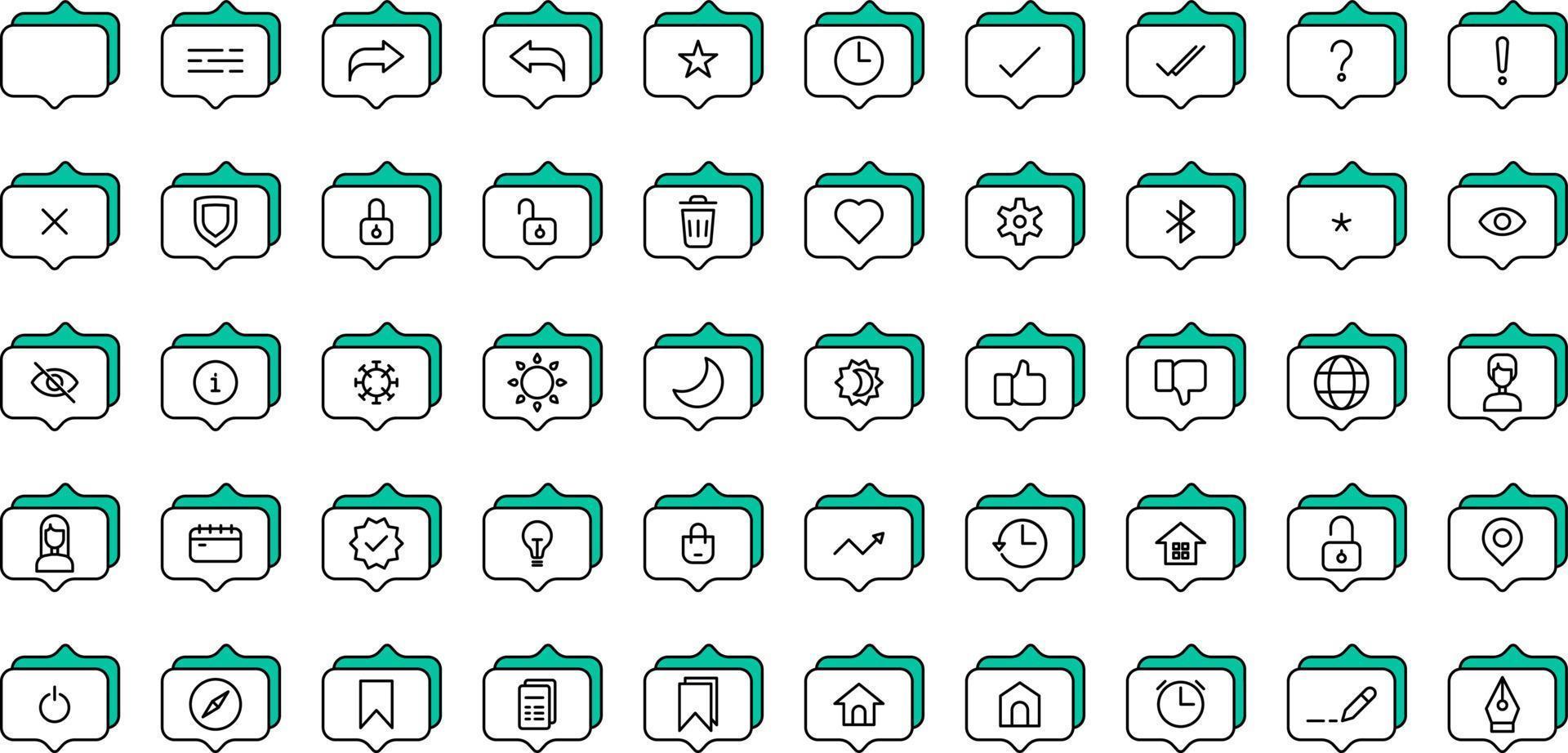 set of conversation and tools icons on transparent background vector