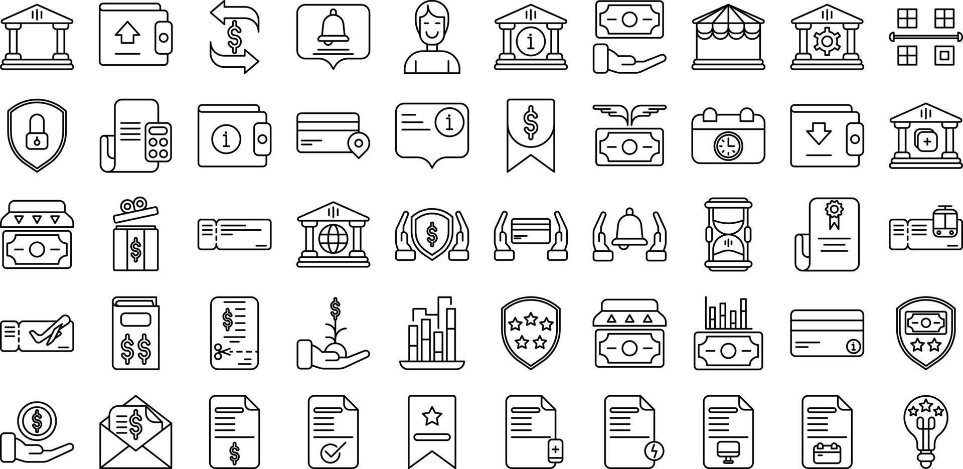 set of finance and business icons on transparent background vector