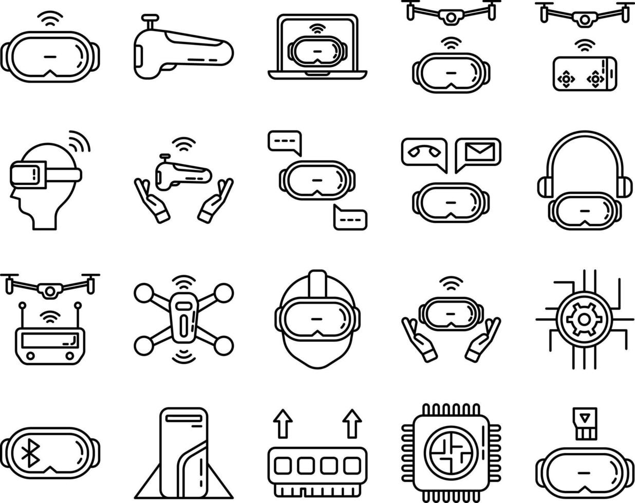 advanced technology icon set on transparent background vector