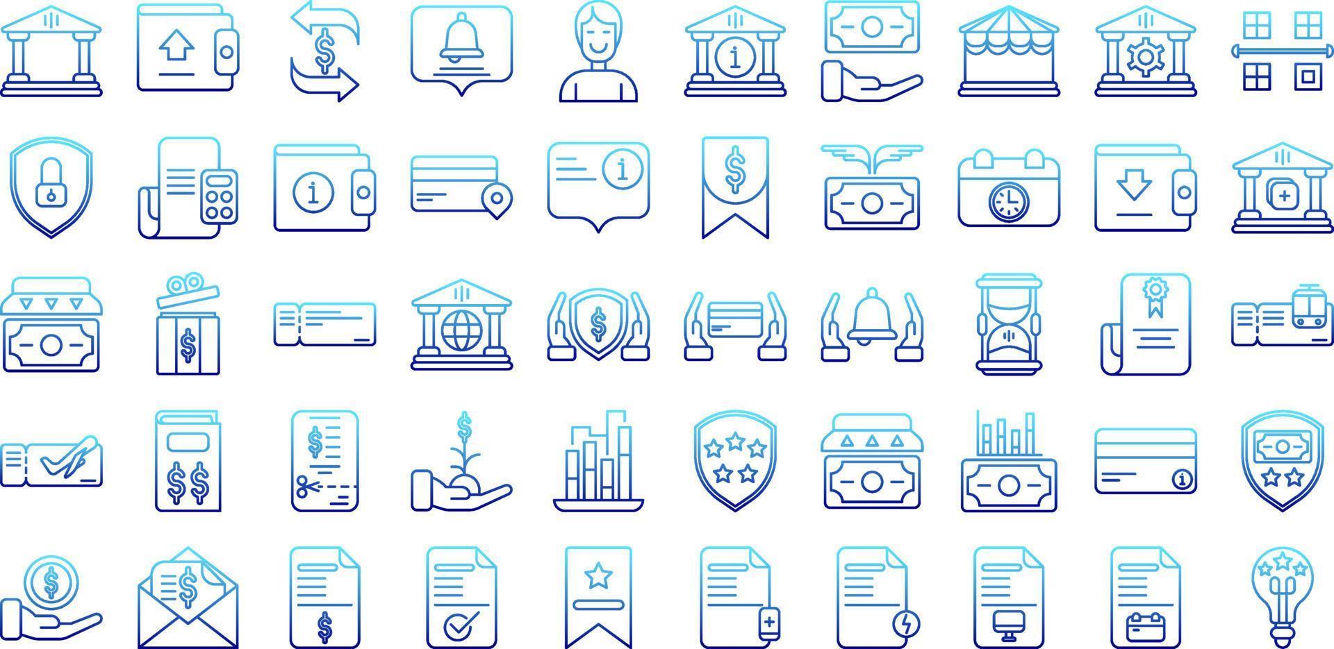 set of finance and business icons on transparent background vector