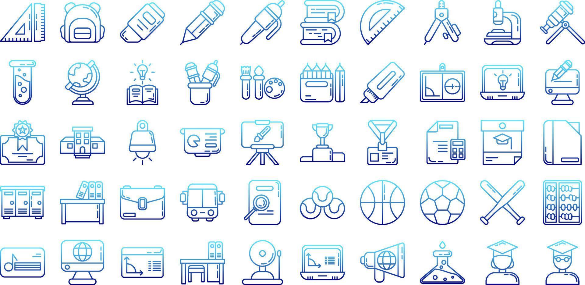 set of school and lesson icons on transparent background vector