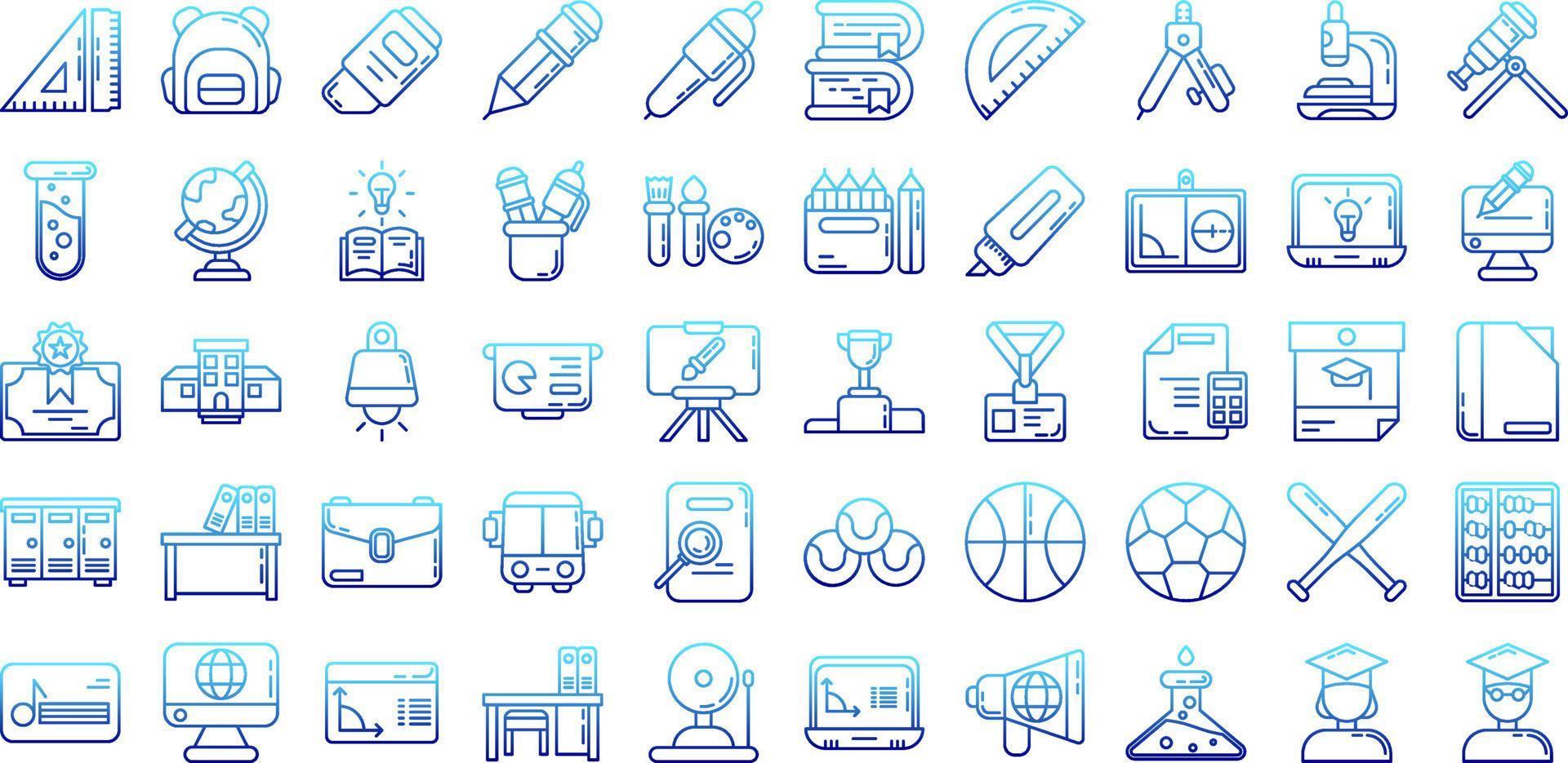 set of school and lesson icons on transparent background vector