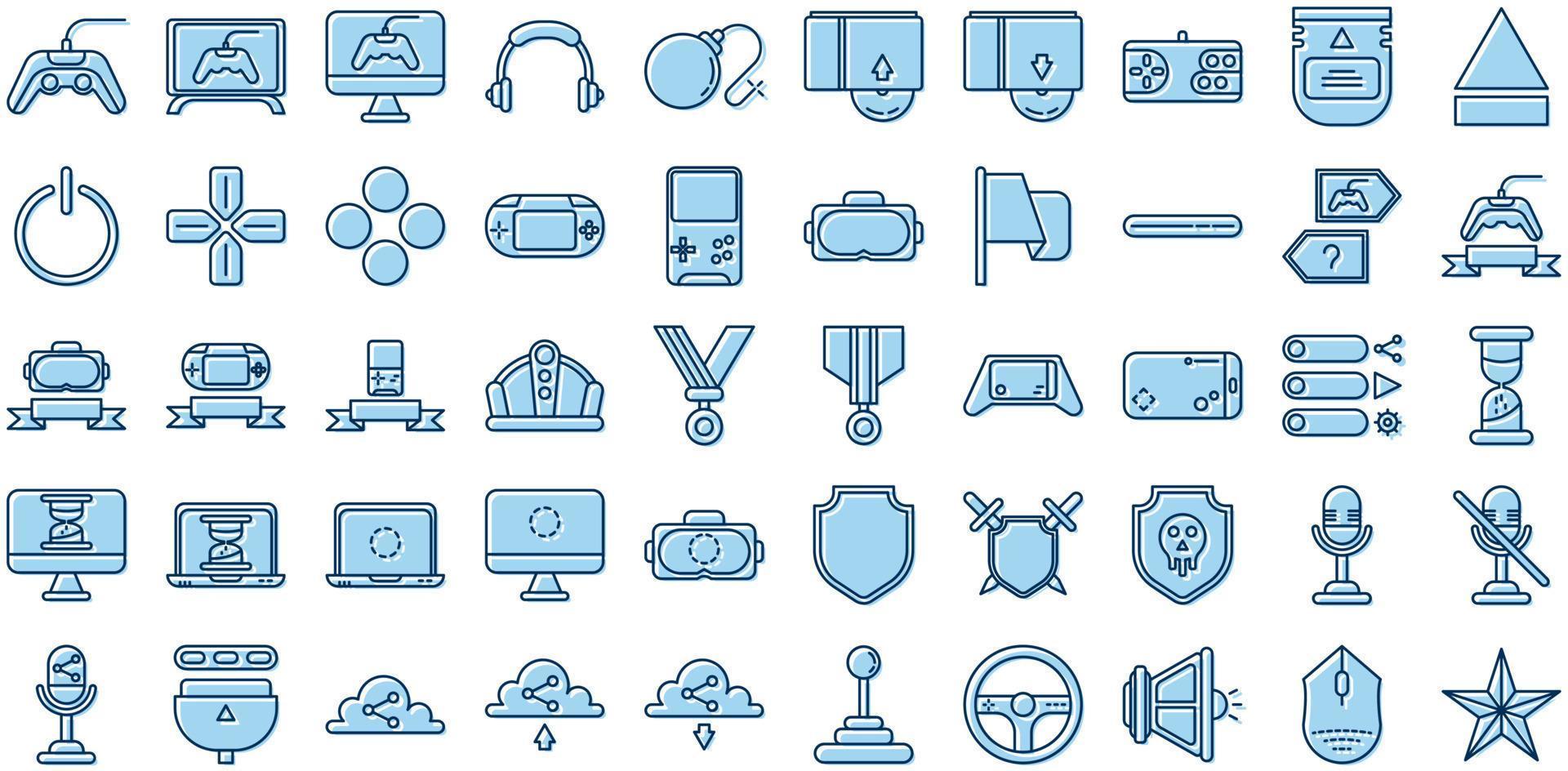 gamer icon set on transparent background vector