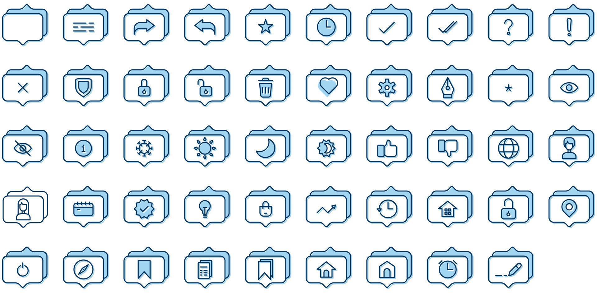 set of conversation and tools icons on transparent background vector