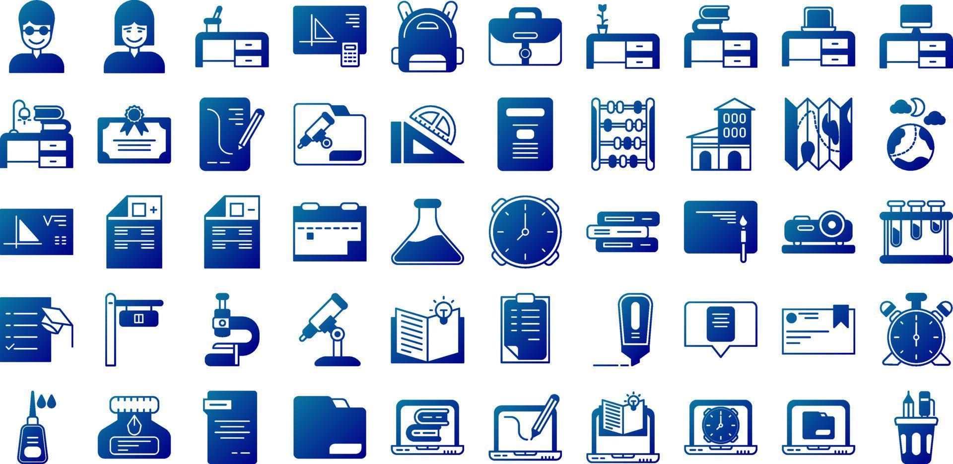 education icon set on transparent background vector