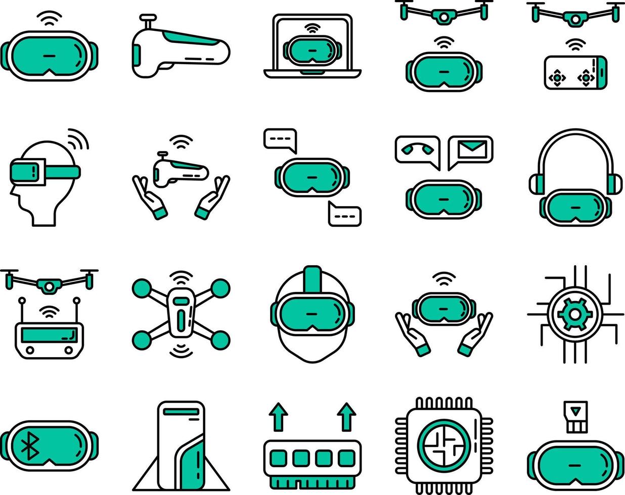 advanced technology icon set on transparent background vector