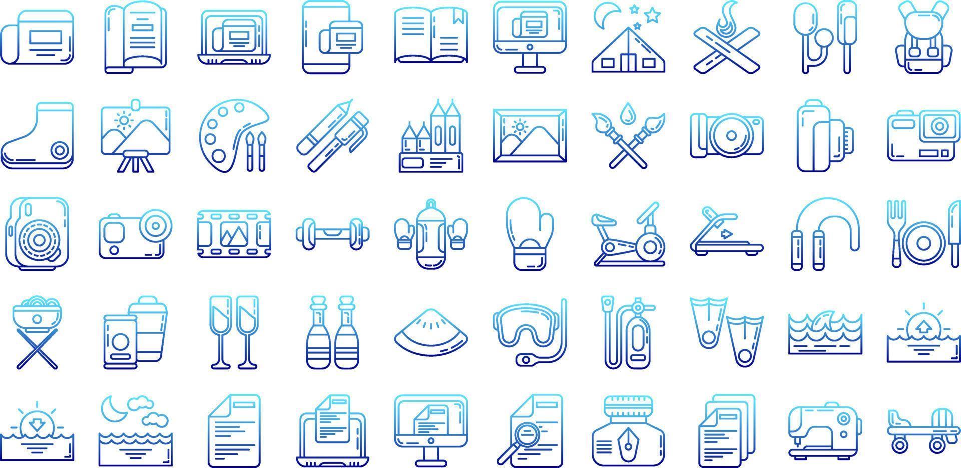 hobby set icon on transparent background vector