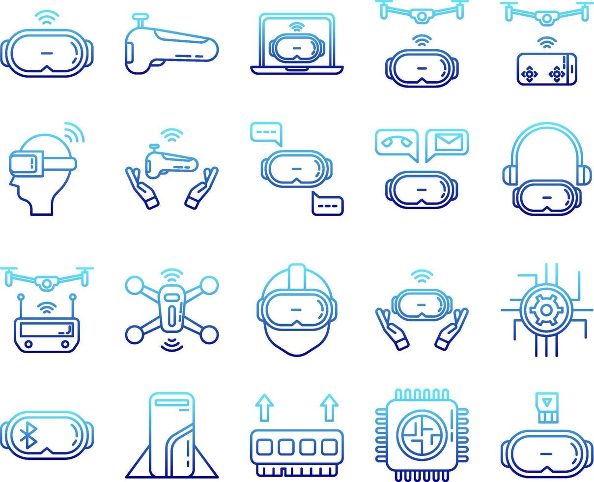 advanced technology icon set on transparent background vector
