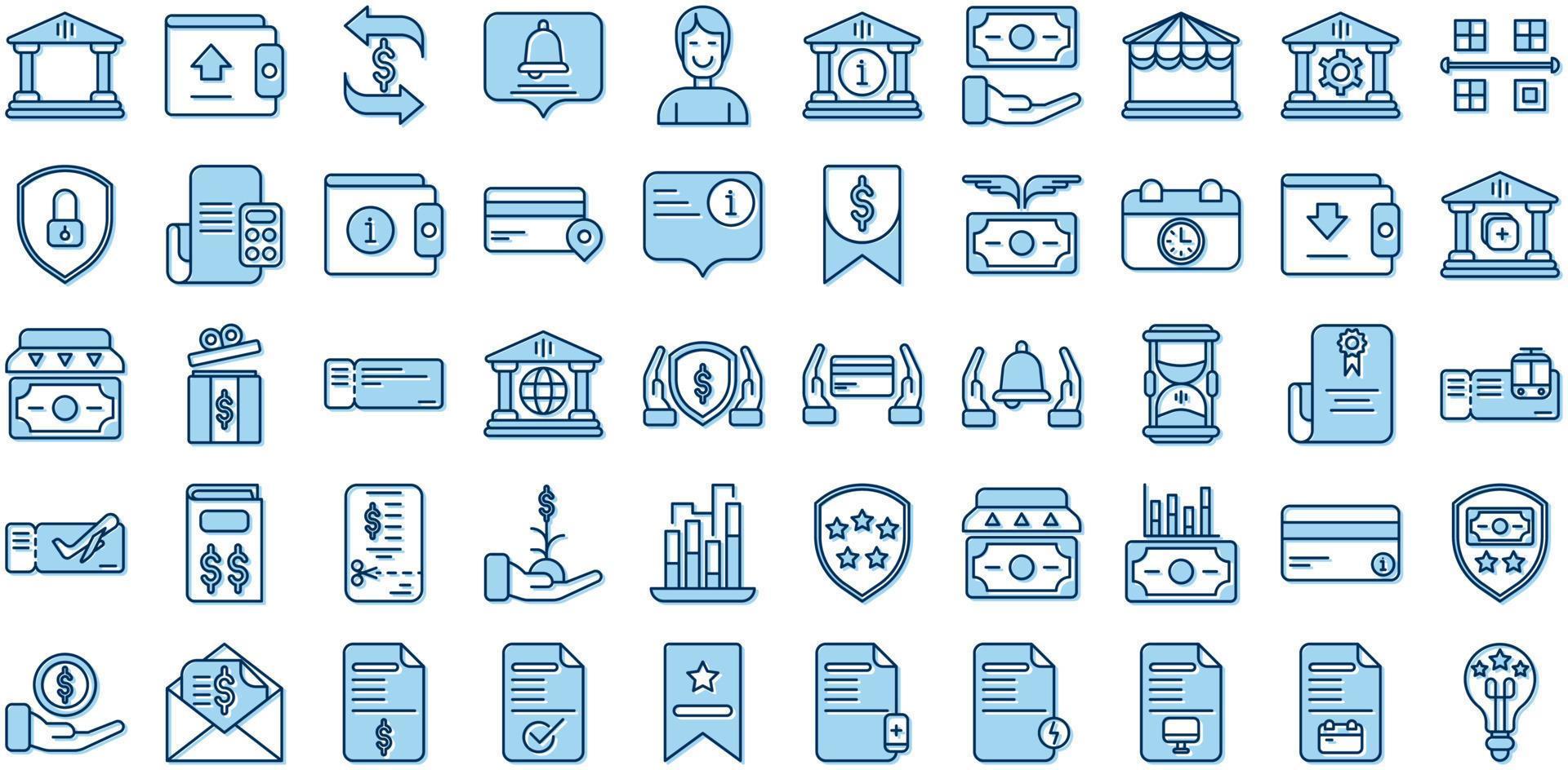 set of finance and business icons on transparent background vector