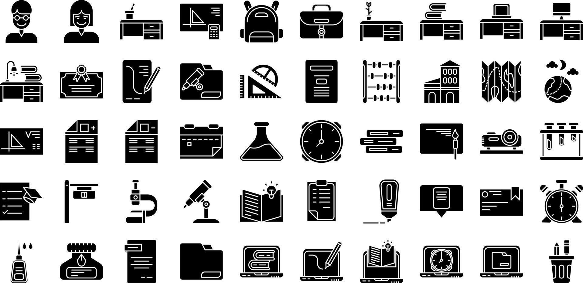 education icon set on transparent background vector