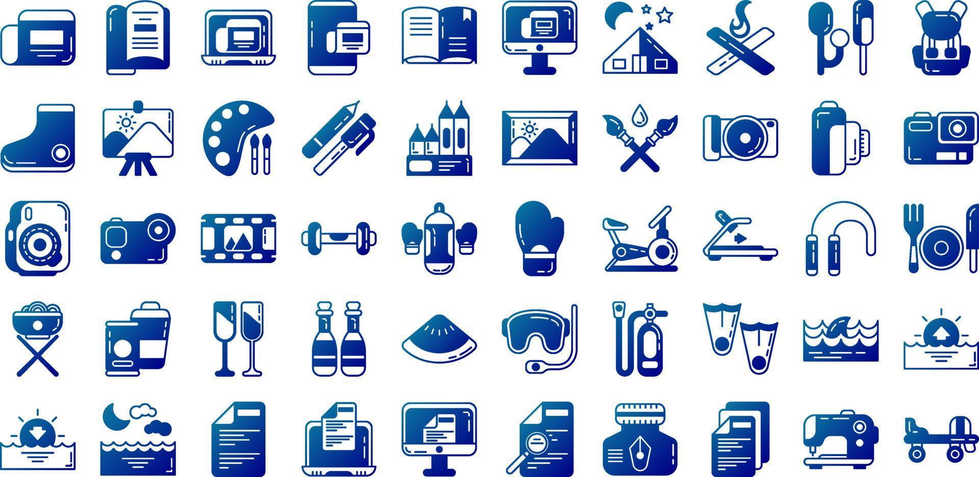 hobby set icon on transparent background vector