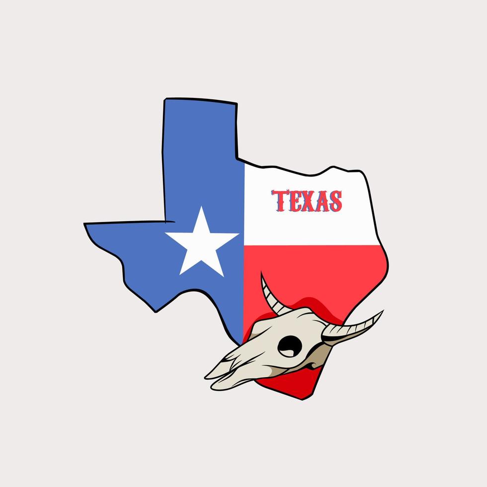 gráfico vectorial de ilustración del símbolo de Texas, cráneo de cuerno largo, viejo oeste, adecuado para fondo, pancarta, afiche, etc. vector