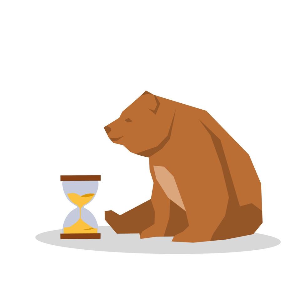 illustration vector graphic of sitting bear,waiting moment,suitable for background,banner,poster,etc.