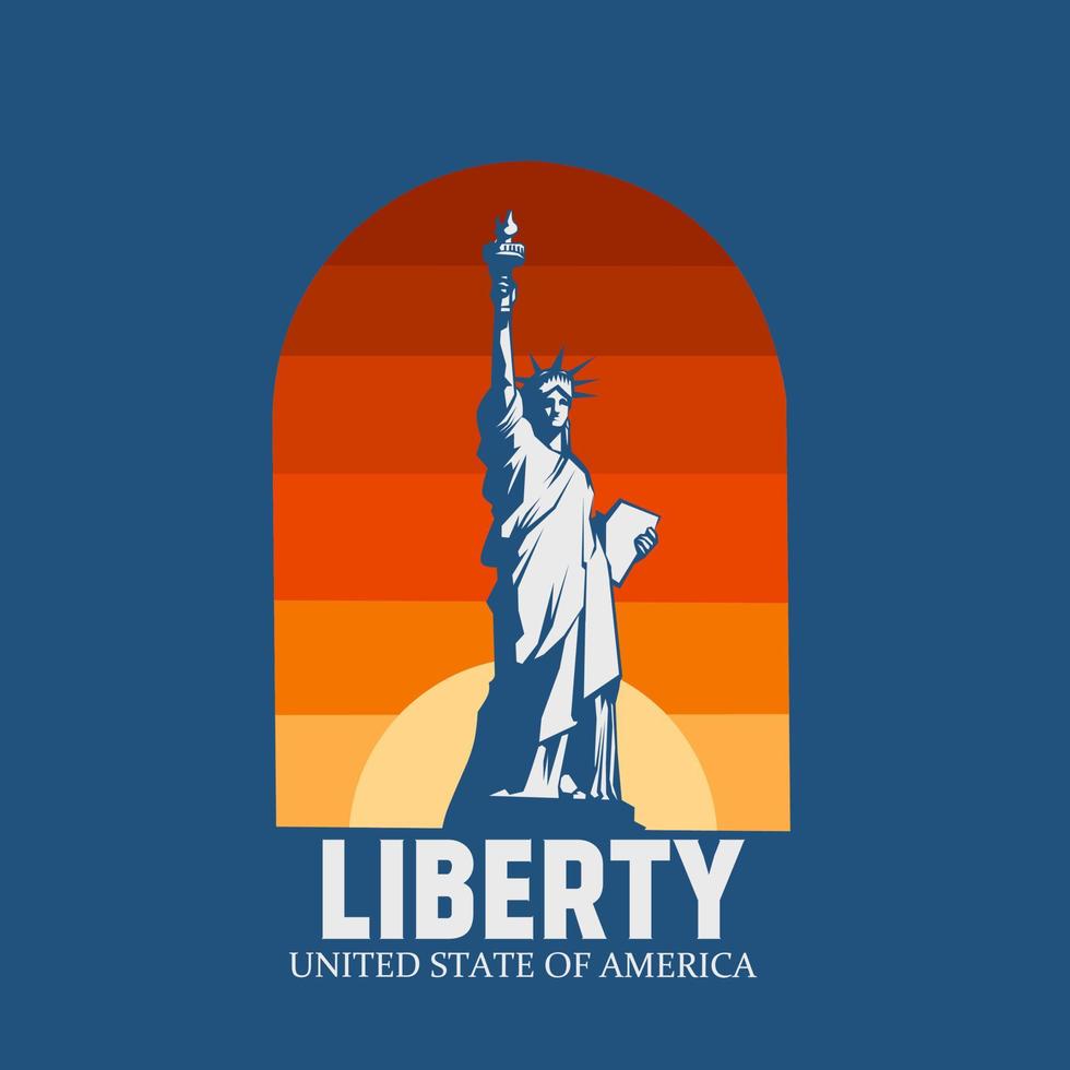 estatua de la libertad en diseño vintage adecuado para fondo, pancarta, afiche, etc. vector