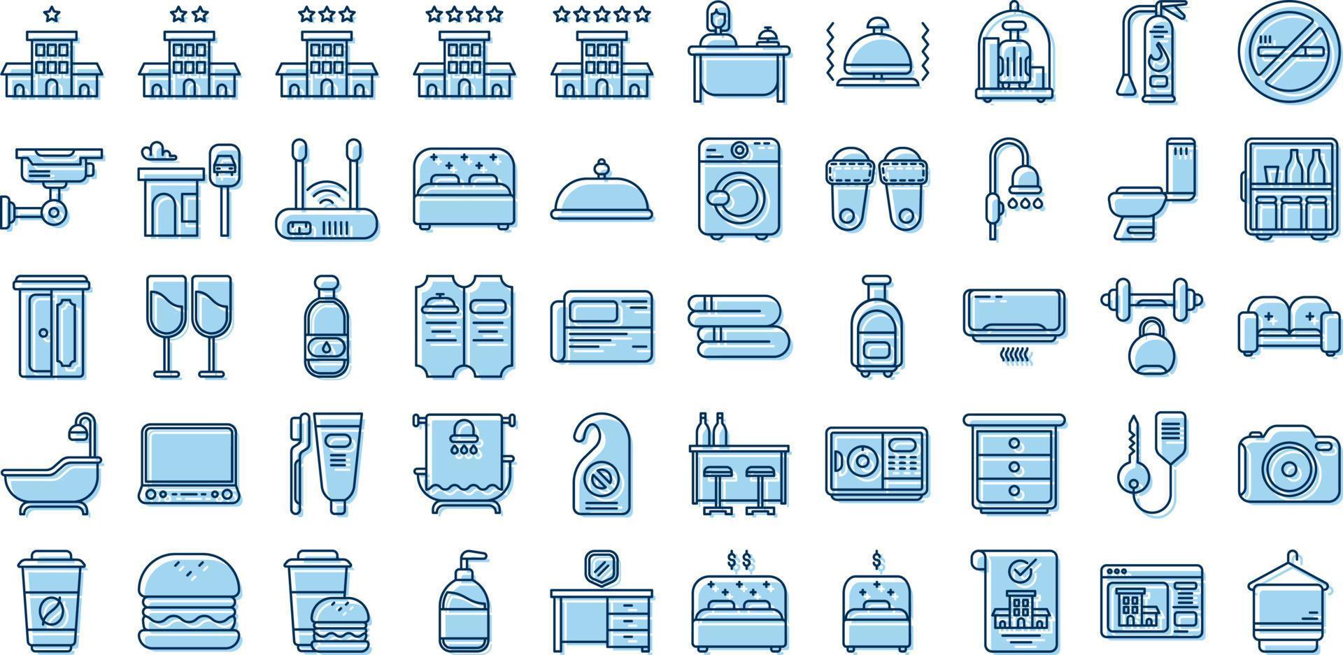 hotel and travel icon set vector