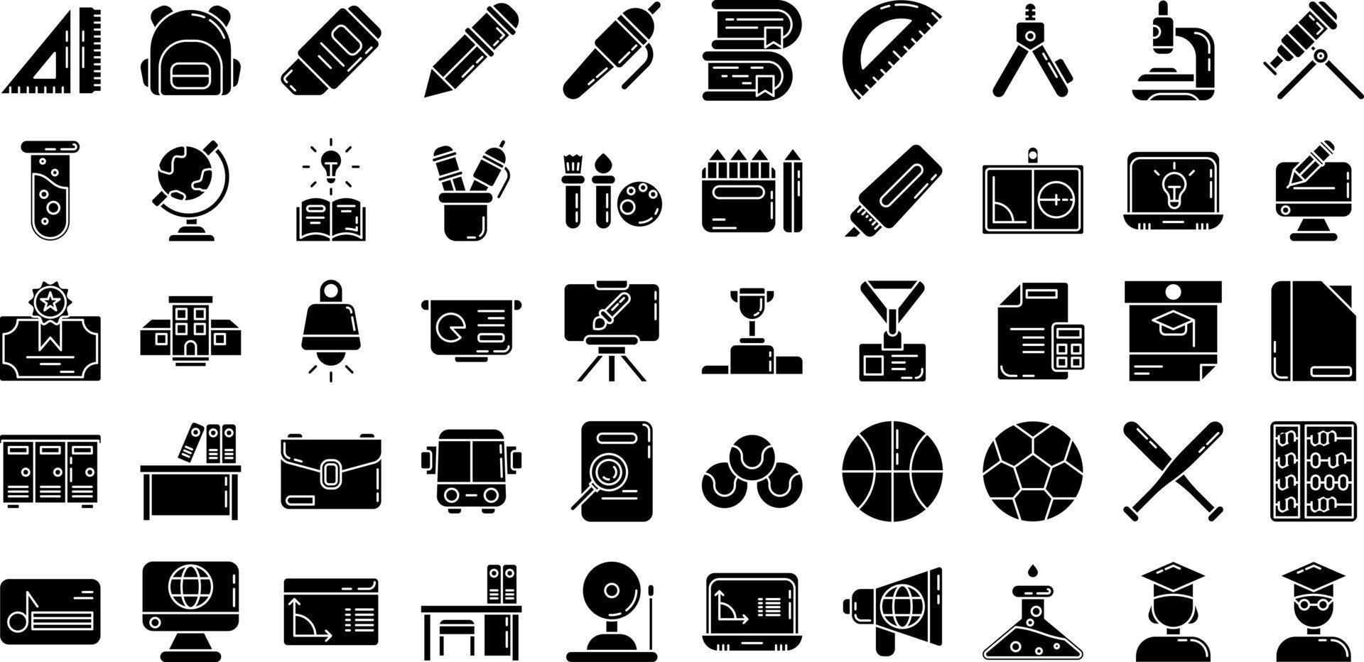 set of school and lesson icons on transparent background vector