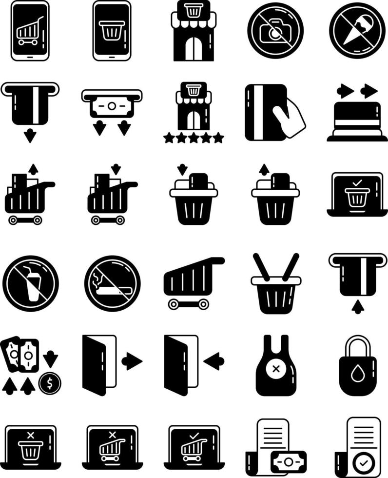 supermarket icon set on transparent background vector