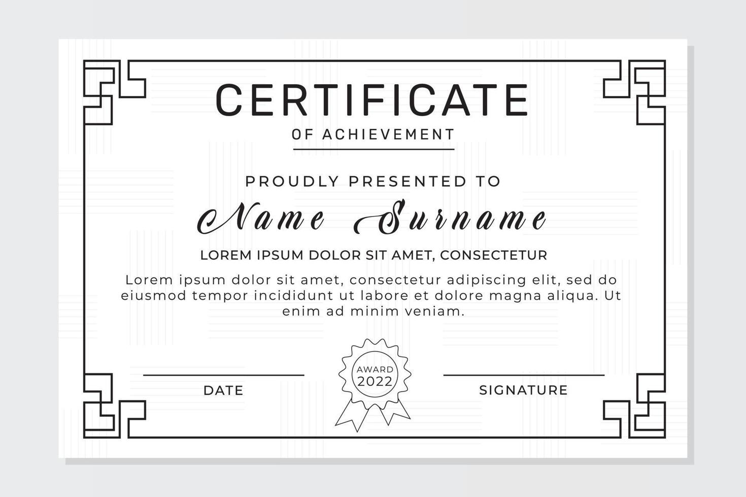 simple diagonal line border pattern certificate template vector