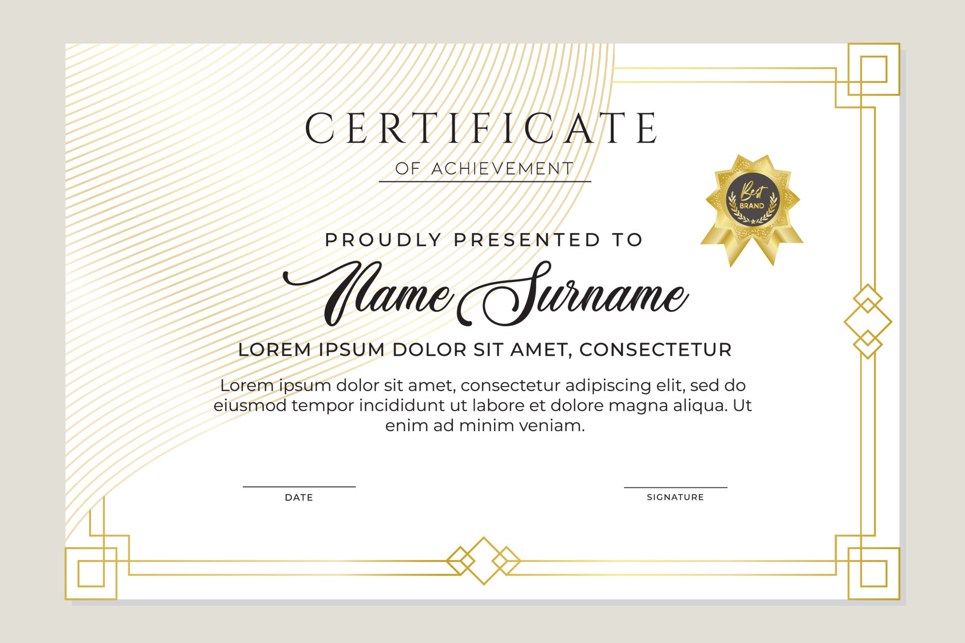 gold color elegant certificate template 7632619 Vector Art at Vecteezy