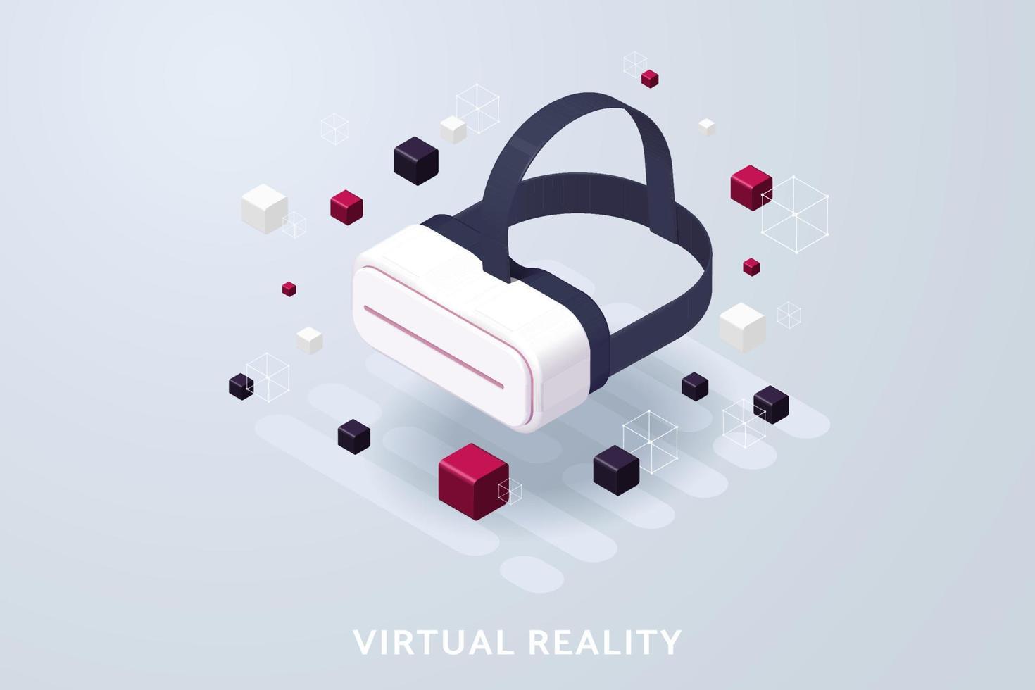 Virtual reality glasses with objects floating around vector