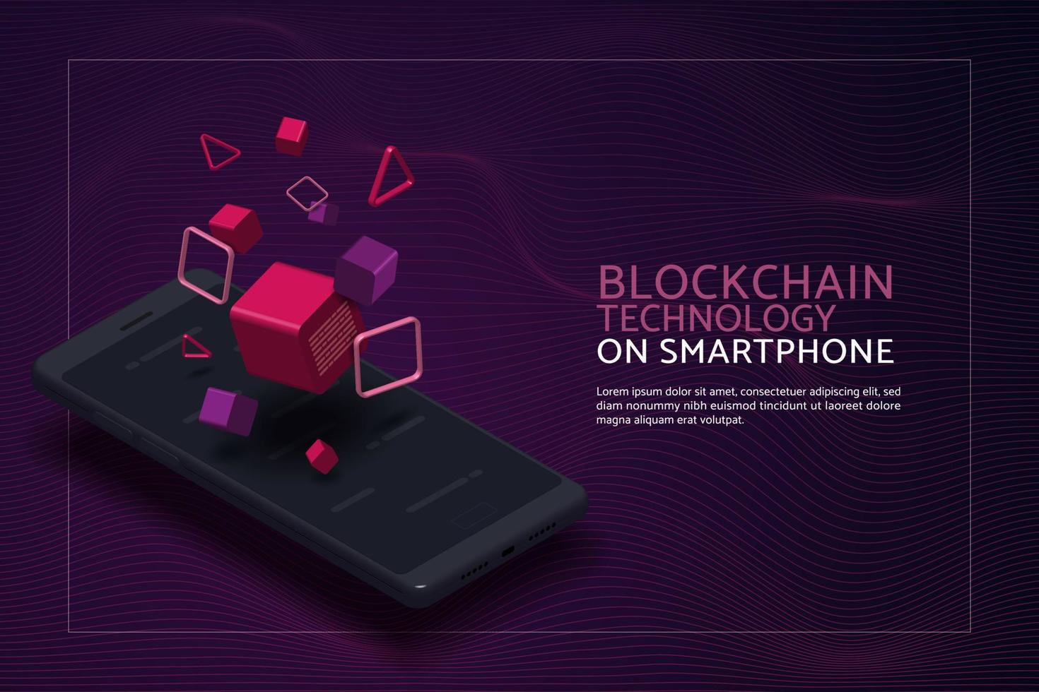 Virtual reality metaverse, blockchain technology for on smartphones vector