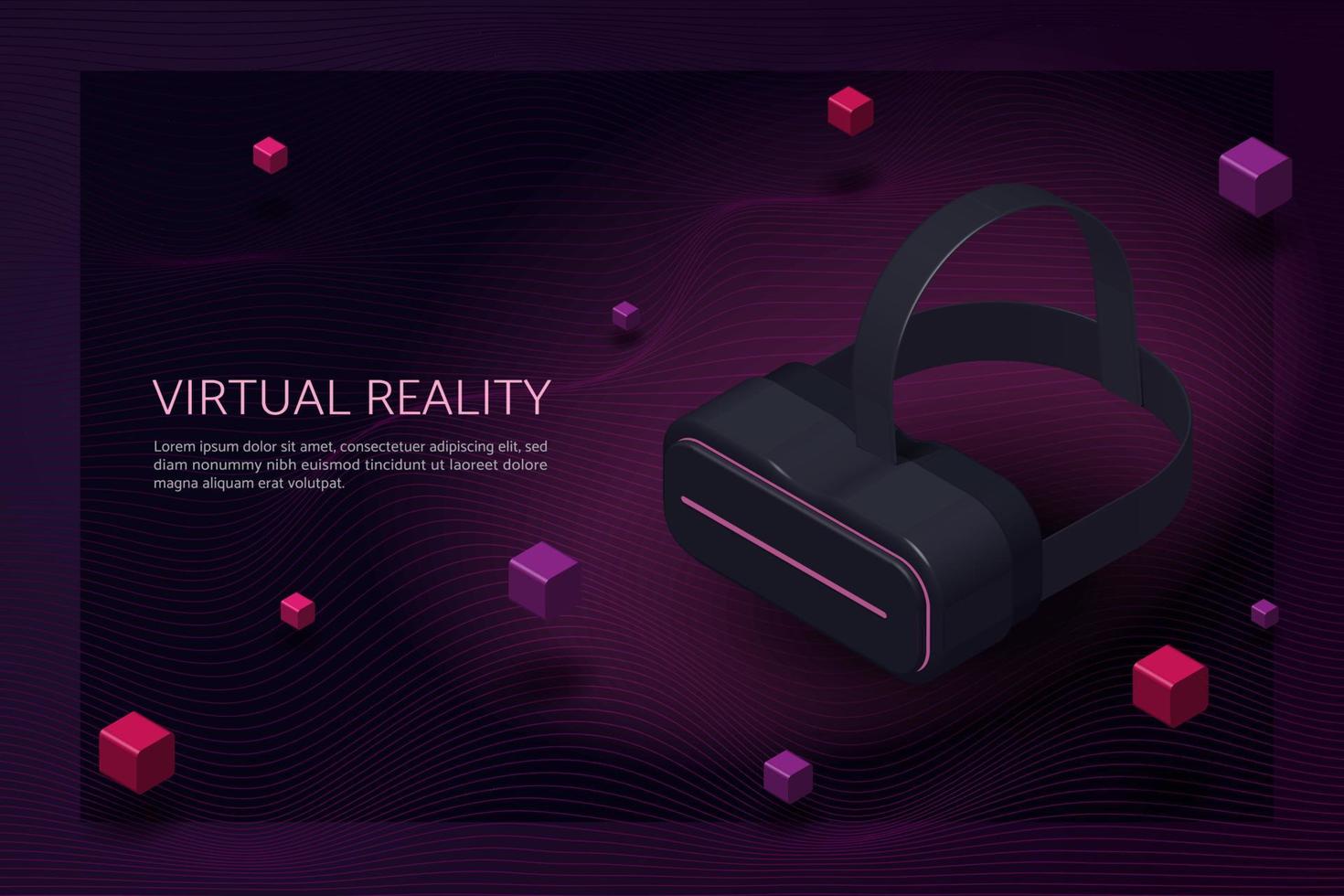 Virtual reality glasses with objects floating around vector