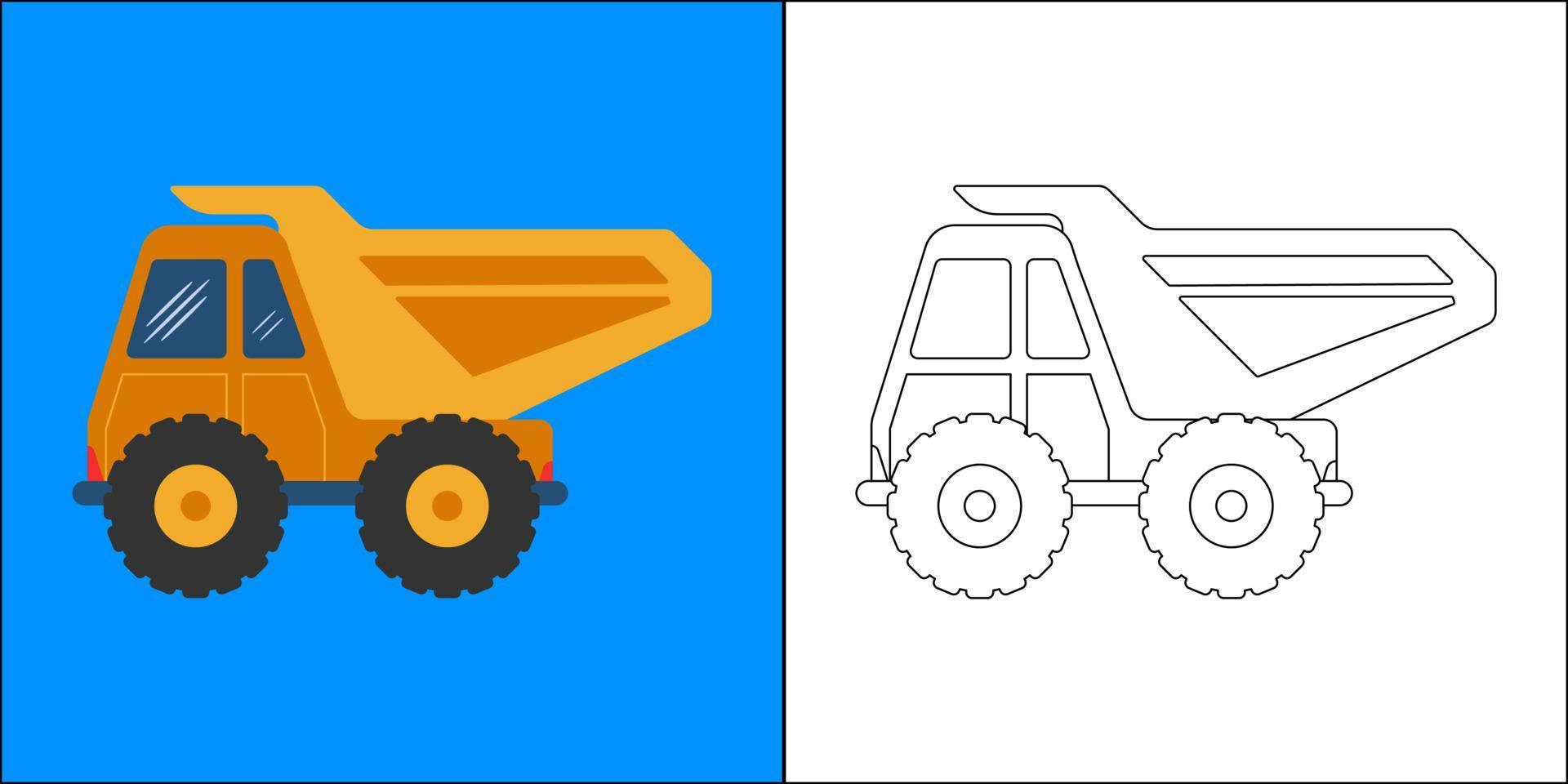 construcción de camiones adecuada para la ilustración de vector de página de coloreado infantil